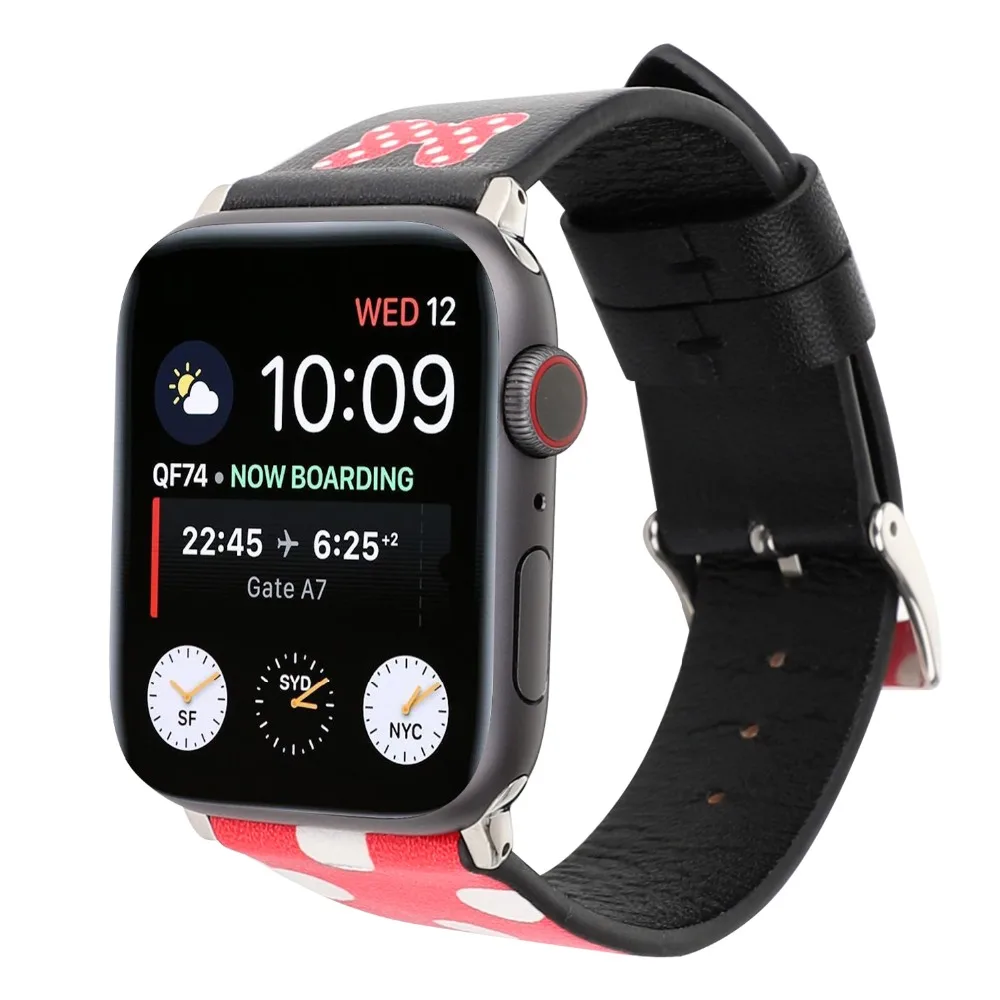 Мультяшный милый ремешок для часов Apple Watch 38 мм 40 мм 42 мм 44 мм Женский браслет из натуральной кожи для Apple Watch серии 5 4 3 21