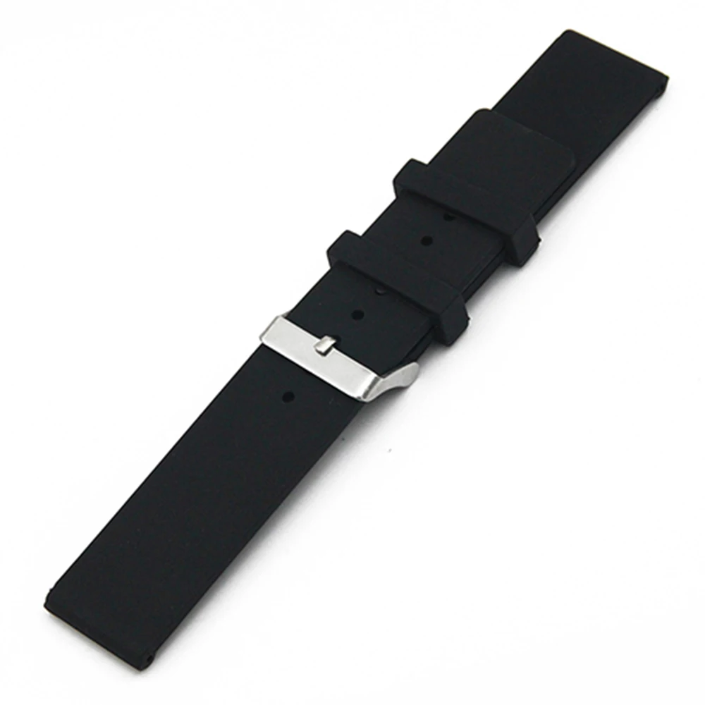 Silicone Rubber Watch Band 22mm for Asus ZenWatch 1 2 Men WI500Q WI501Q Strap Wrist Loop Belt Bracelet Black White + Spring Bar