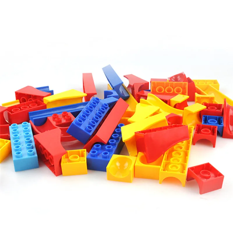 

[My Style] 2019 Funny DIY Race Run Track Colorful Construction Balls Rolling Track Building Blocks Compatible LegoINGly Duploe