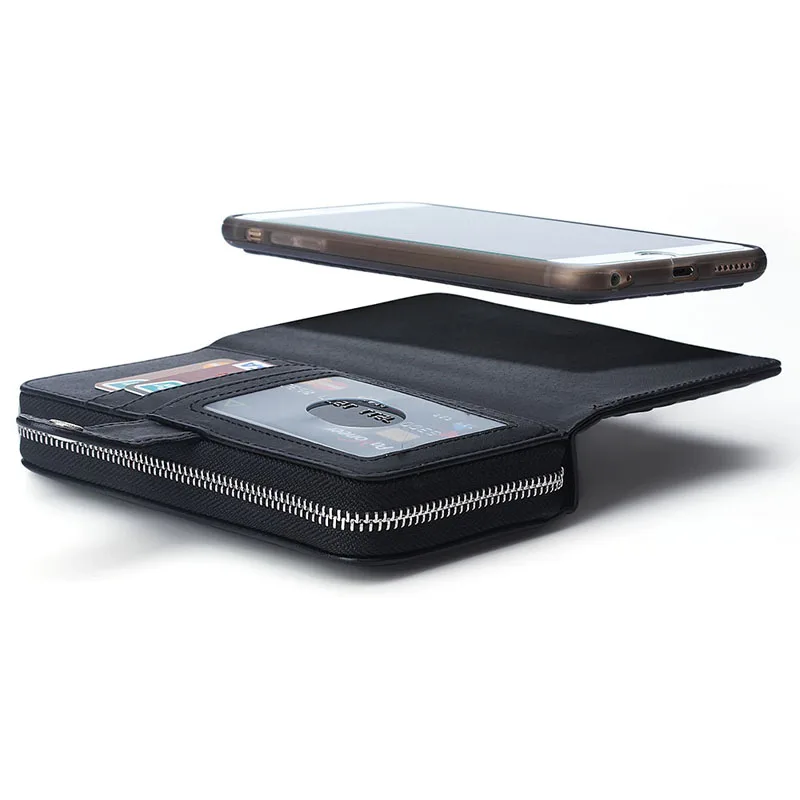 

Retro wallet style PU leather case For iPhone 6 Plus 6S Plus 5.5 Zipper Handbag Wallet Purse woven pattern phone bag Coque