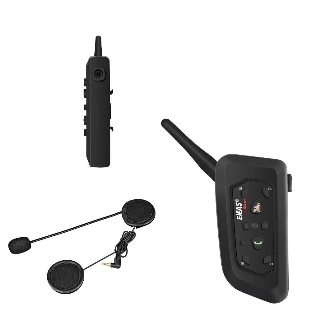QPLOVE 2pcs EJEAS V6 Pro intercom 1200m motorcycle bluetooth helmet intercom CSR Chip 2.4GHz FM 6 Riders 8H Talking with Scarf