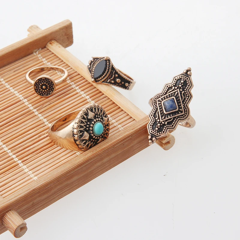 Набор колец с круглыми цветами в богемном стиле для Женщин Модные Этнические