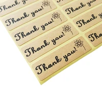 100pcslot thank you flower kraft sticker adhesive sticker for hand made gift child stationery stickers 4 41 3cm