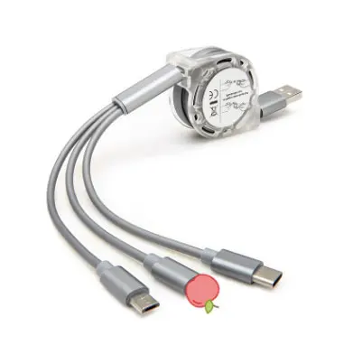 UBS 3 в 1 Выдвижной usb кабель для зарядки 2.1A micro с разъемом типа c 100 см спиральные