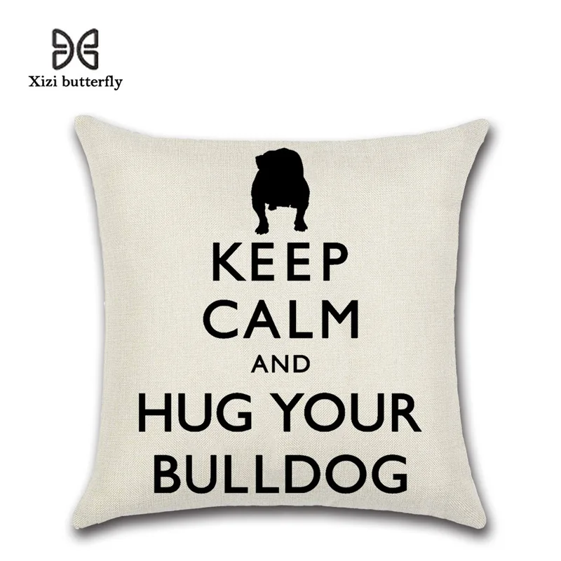 Cute French Bulldog Cushion Cover Printed Square Pillow Cotton Linen Case for Home Car Hotel Decoration Mayitr | Дом и сад
