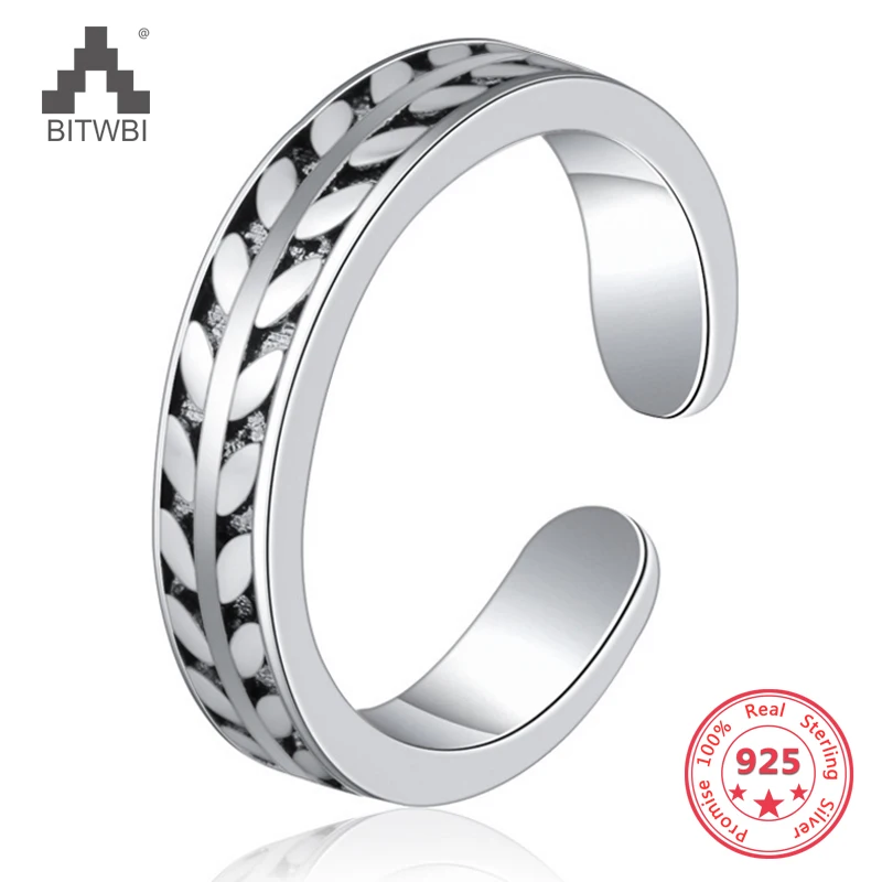 Original 925 Sterling Silver Vintage Carved Olive Leaves Toe Knuckle Tail Open Rings for Party Birthday Christmas | Украшения и