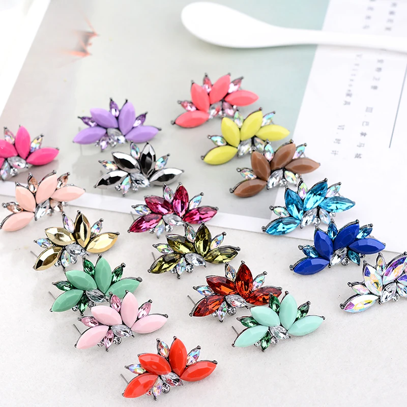 2018 Elegant Crystal Opal Stone Stud Earrings Christmas Party for Women Trendy 19 colors|stud earrings|stone stud earringsearrings women |