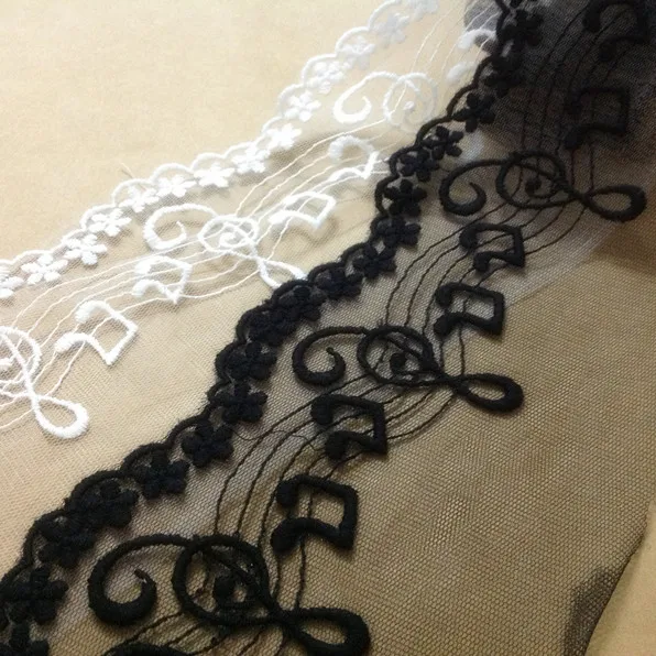 

diy handmade accessories material 100% cotton embroidery lace net fabric Musical notes lace --wide:10cm