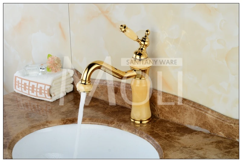Бесплатная доставка роскошный золотой кран медный смеситель для ванной комнаты