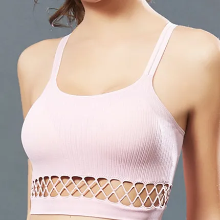 Women Fitness Yogi Sporter Bra For Running Adjustable Spaghetti Straps Padded Top Seamless Top Vest M L