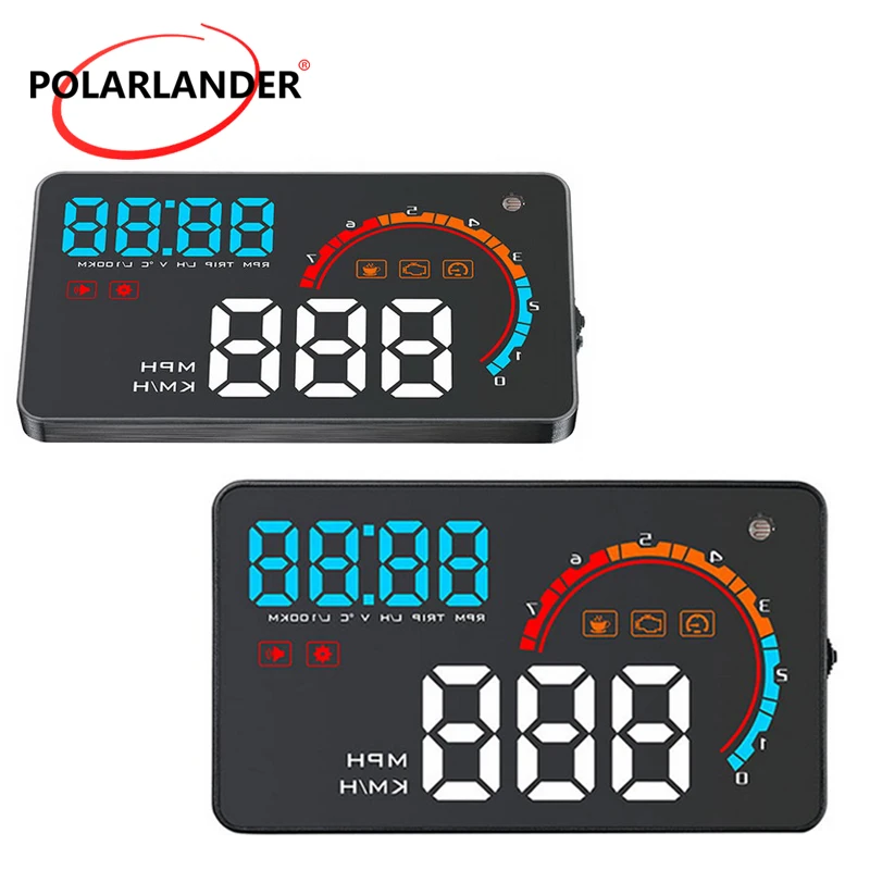 

Car HUD Digital Speedometer Multi Color 4" OBD2 D2000 Head Up Display Projector Diagnostic Wired