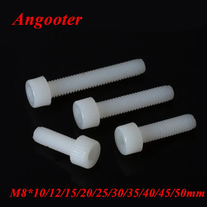 

DIN912 M8 Plastic Nylon Hexagon Socket Hex Head Cap Screw Allen Knurled Bolts Hand Screws Nuts M8*8/10/12/16/20/25/30/40/50/60mm