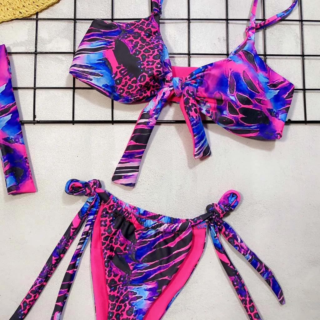 Женский купальник бикини SAGACE с бантиком и повязкой на голову пуш ап бразильский