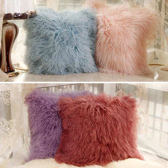 Красочная изготовленная на заказ Подлинная монгольская меховая подушка|mongolian fur