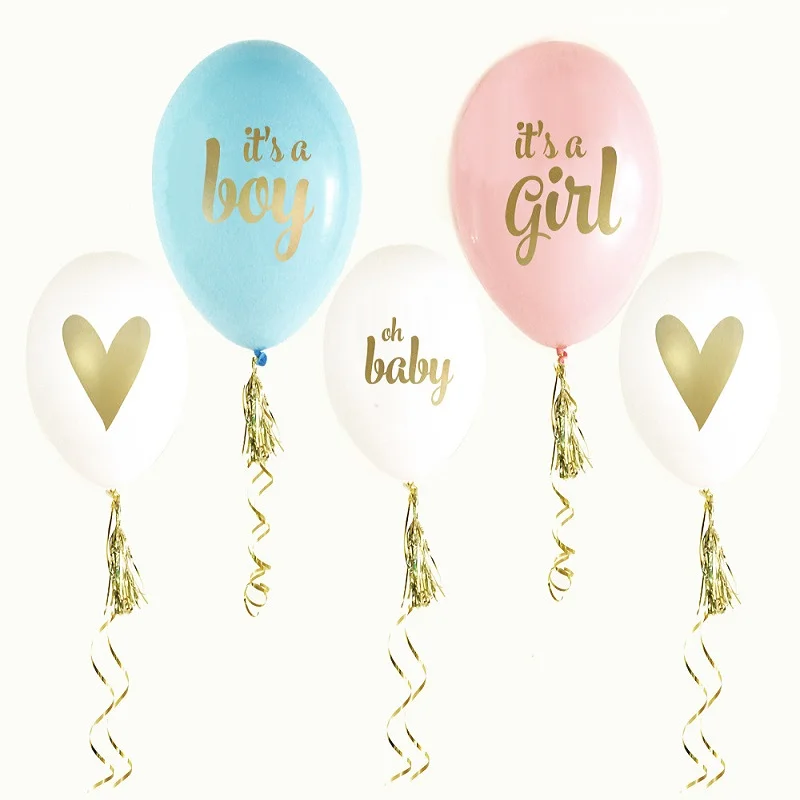 10pcs 12inch 2.8g Round Golden Gender Balloons it's Boy/it's Girl Balloon Birthday Ballons Decoration Baby Shower Party Supplies | Дом и