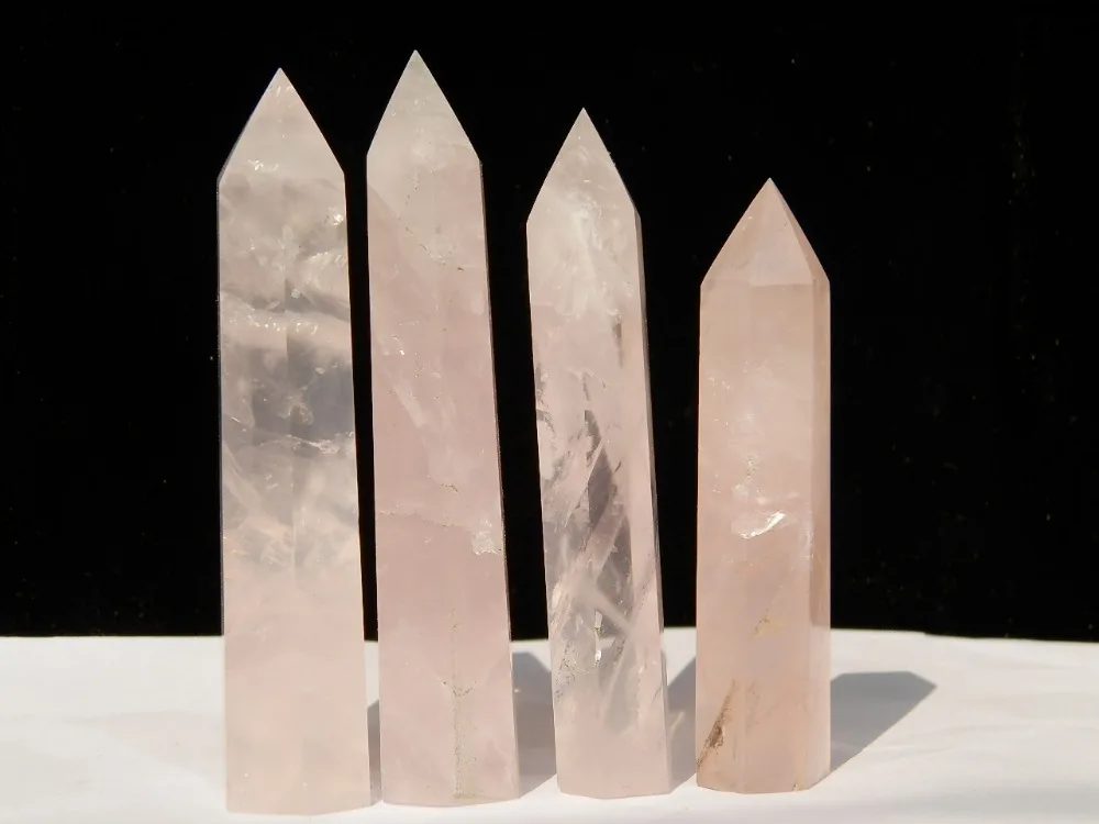 4 натуральные розовые кварцевые кристаллы для лечения точки/ | Дом и сад