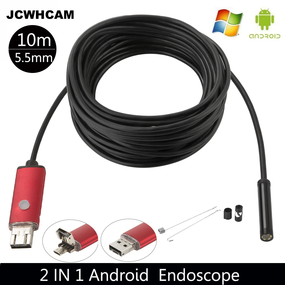 

Водонепроницаемый USB-эндоскоп JCWHCAM, 10 м, 6 светодиодов, диаметр 5,5 мм