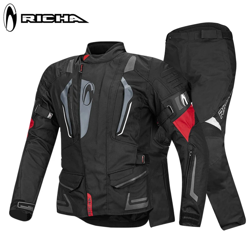 RICHA moto cross suit защитная накладка зимняя куртка для мотокросса куртка для верховой езды штаны Защитные комплекты для мотоциклистов - Цвет: 147 red -713 suit