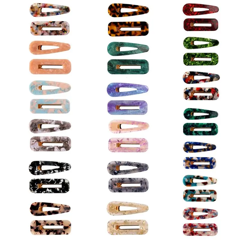 2PCS Acrylic Resin Hair Barrettes Alligator Hair Clips,1pcs Hair Clips Marble Pattern Hairpins Geometric Alligator Clips for Wo