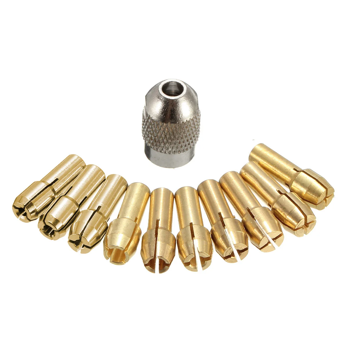 10Pcs Set Mini Drill Brass Collet Chuck 0.5-3.2mm 4.3mm Shank With Screw Nut for Dremel Rotary Tool Mini Tools Dropshipping
