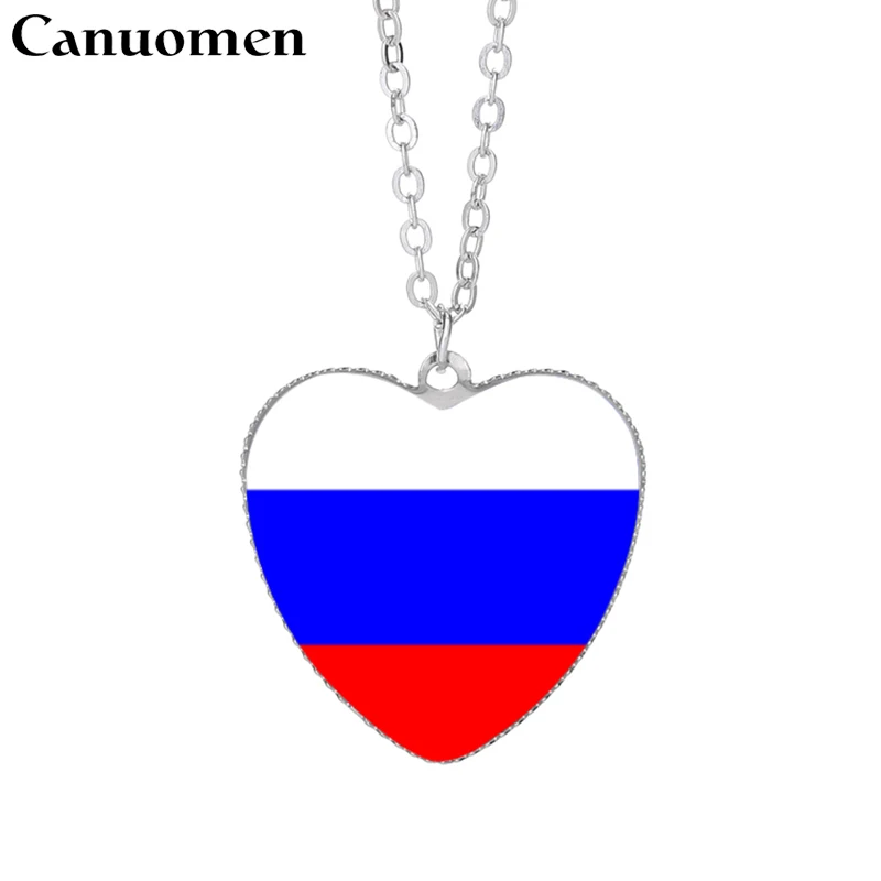 Canuomen Россия кулон в форме флага ожерелья 25 мм сердце стекло кабошон Беларусь