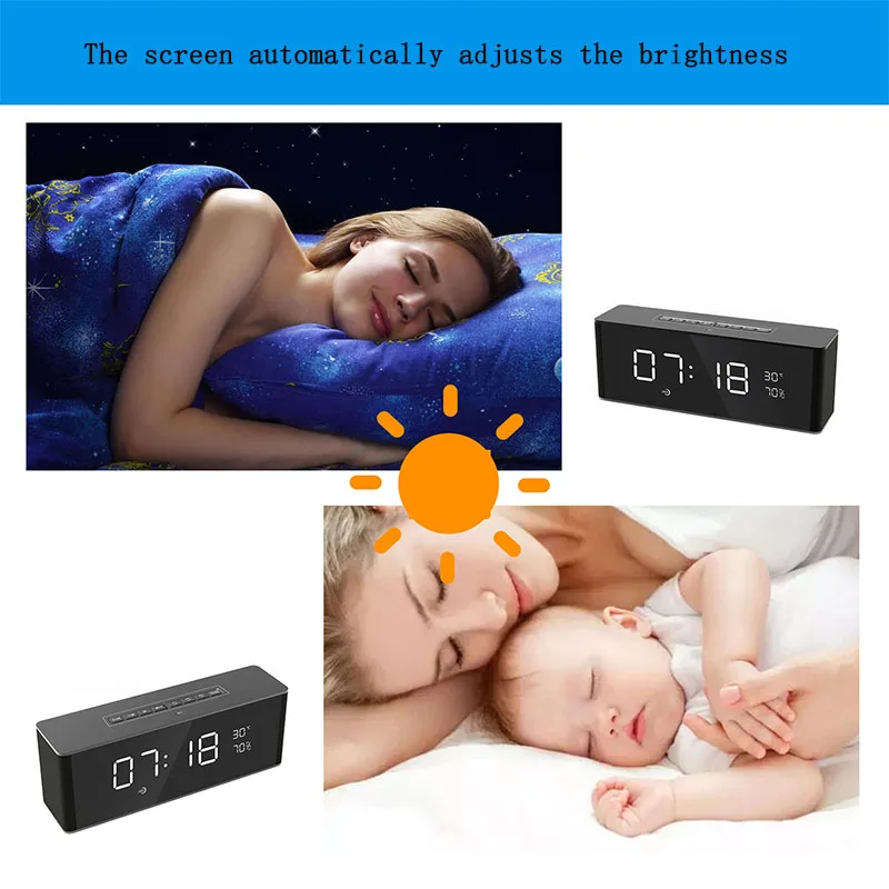 Chekenow Portable Wireless Bluetooth Speaker with Dual-Driver LED Time Display Clock Alarm Loudspeaker uilt-in Mic | Электроника
