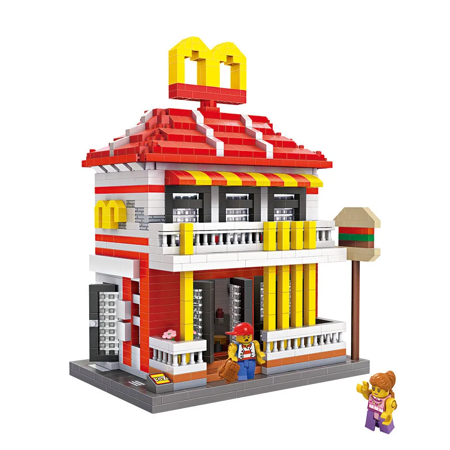 LOZ Diamant Blocs Architecture Mini Street View ресторанные блоки de Construction Magasin Boutique Modele DIY Nano Mirco Brique |
