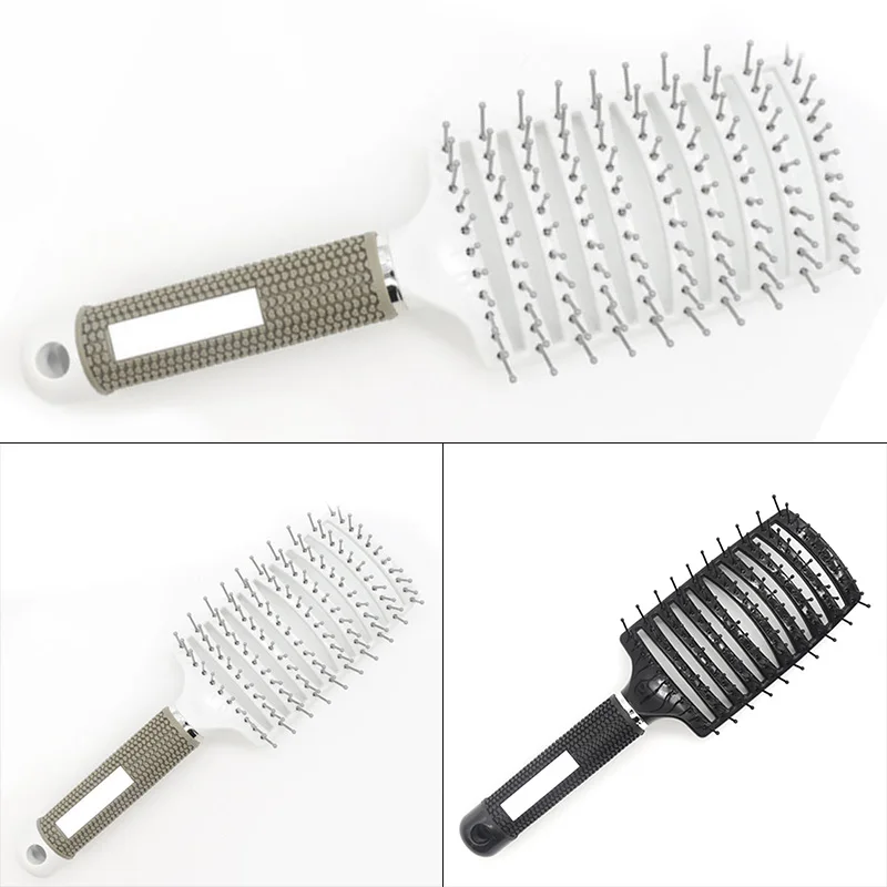 Салон кудрявые волосы ряда зубьев Антистатическая продуваемая Расческа Щетка