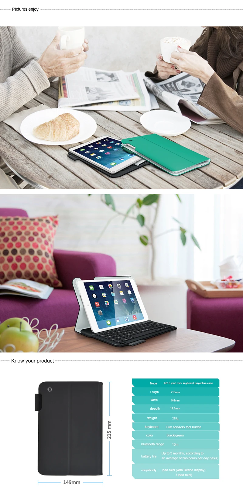 Новая оригинальная ультратонкая клавиатура logitech iK610 ipad mini 1/2/3/air