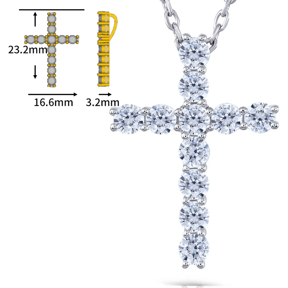 DovEggs, Стерлинговое Серебро 925 пробы, 1.1CTW, цвет GH, Муассанит, алмазная подвеска, ожерелье s для женщин, ожерелье в форме Креста