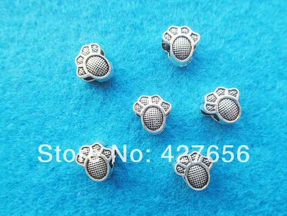 

20pcs Antique Silver tone Heavy Filigree Footprint Slider Spacer Beads Pendant Charm,for Bracelet & Necklace,DIY Accessory
