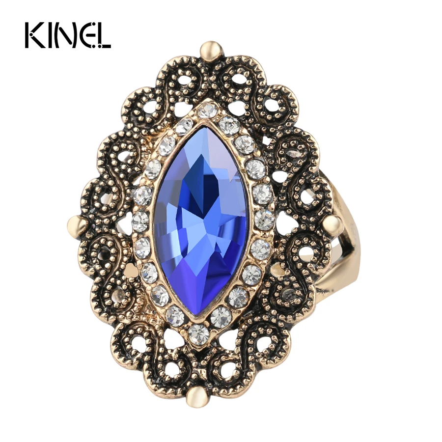 Модные Винтажные обручальные кольца Kinel для женщин античное Золотое кольцо с