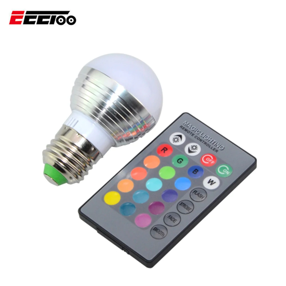 Светодиодная лампа E27 RGB светодиодная E14 3 Вт волшебная умная с пультом ДУ для