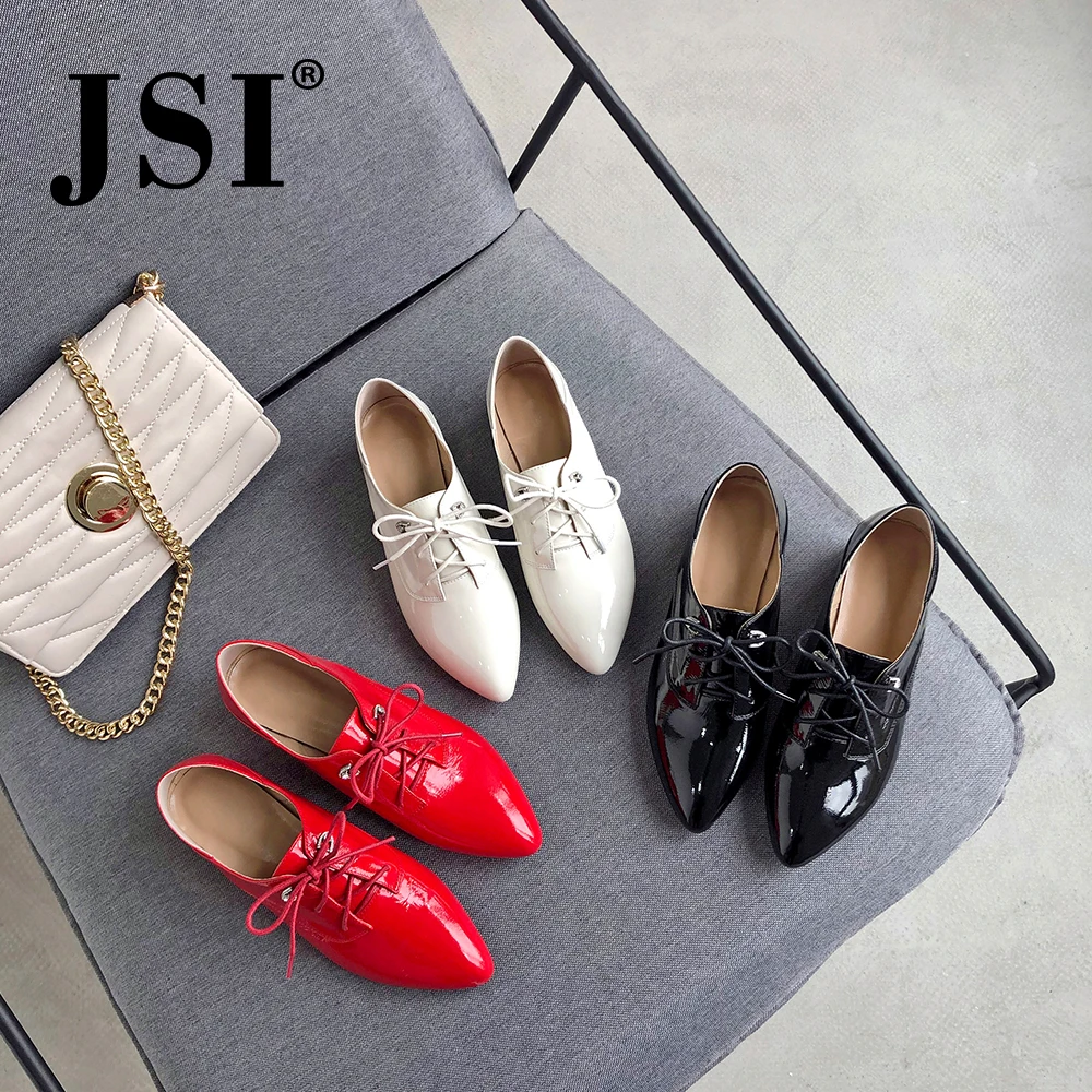 JSI/весенние повседневные женские туфли на плоской подошве Пикантные красные