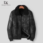 Мужская куртка из натуральной овечьей кожи, зимнее теплое шерстяное пальто, черная овчина, верхняя одежда, новинка 2018, дизайнерский бренд, Роскошная искусственная кожа
