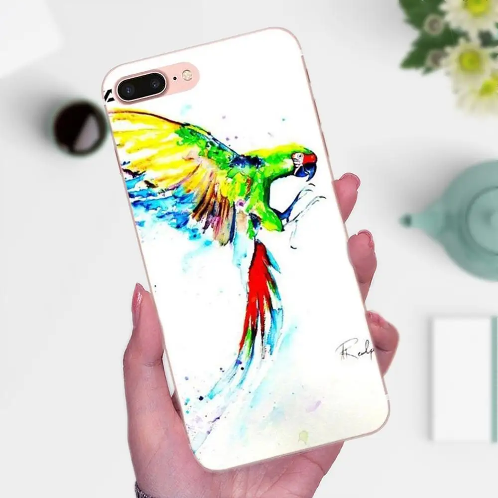 Акварель красивая птица попугай винтажный холст для Galaxy J1 J2 J3 J330 J4 J5 J6 J7 J730 J8 2015 2016