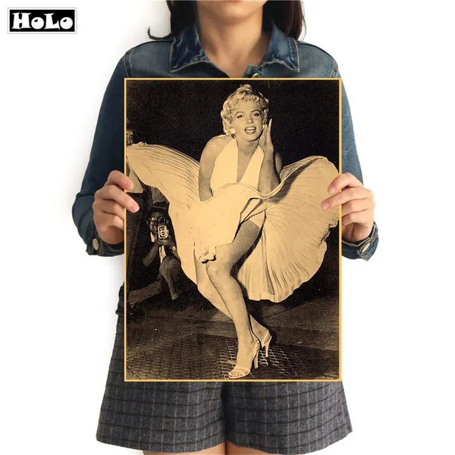 Vintage Marilyn Monroe Poster Krafts Paper Wall Sticker Bar Cafe Pub Design Home Living Room Decor Print Picture 42x30cm GGB076 | Дом и сад