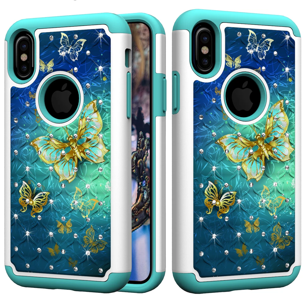 Алмазный чехол для телефона iphone 6 S 7 8 Plus X XR XS Max 10 Funda Мандала Павлин цветок задняя