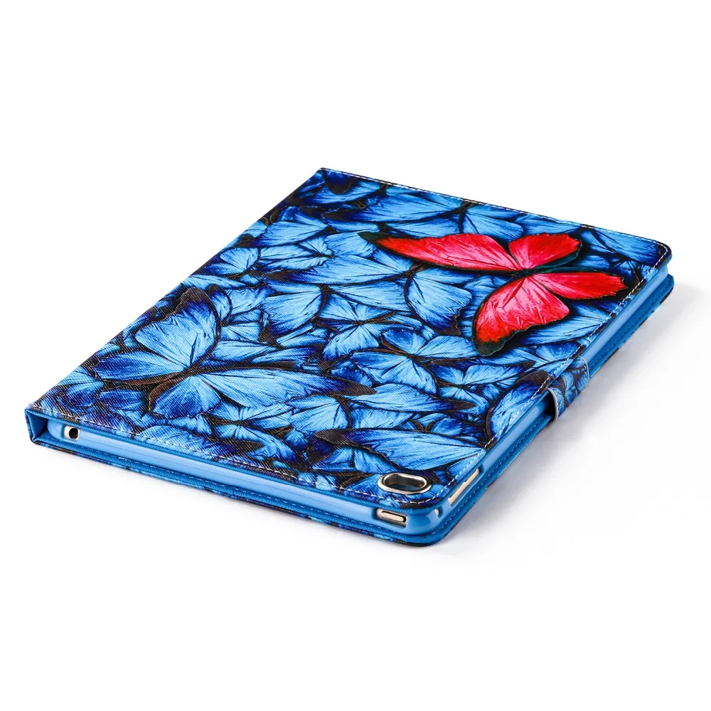 Чехол из искусственной кожи с синим Рисунком бабочки и подставкой для IPad Mini 1 2