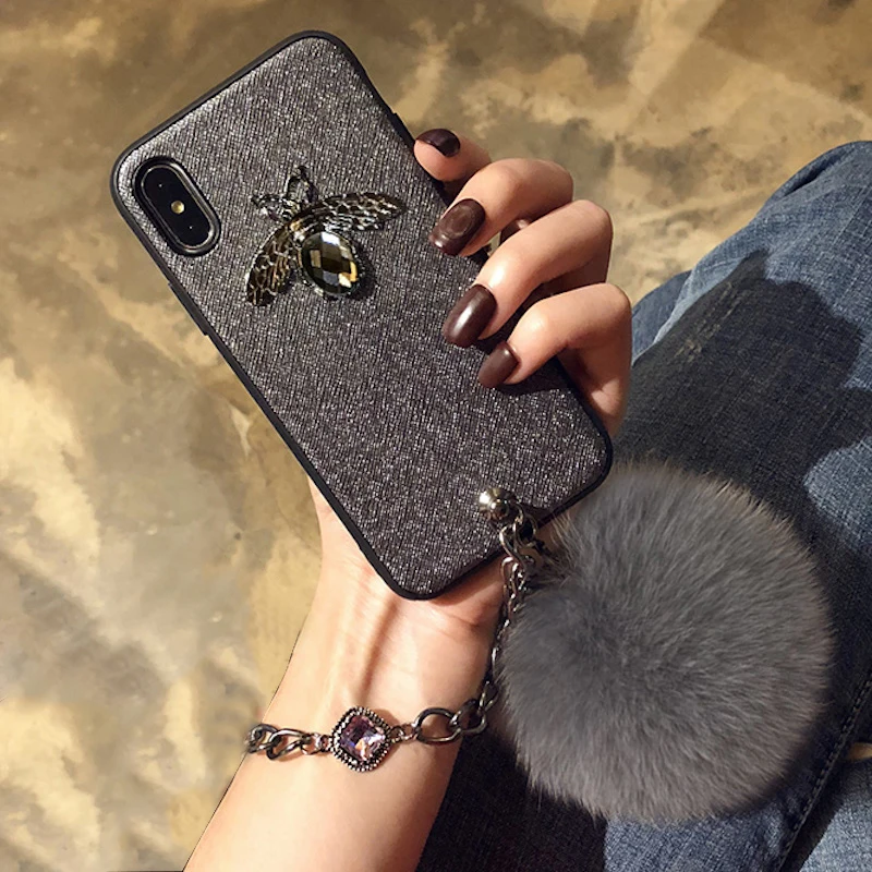 Для iPhone 6 6S 7 8 Plus X XS MAX XR Роскошные модные стразы пчела diamond браслет-цепочка Фокс