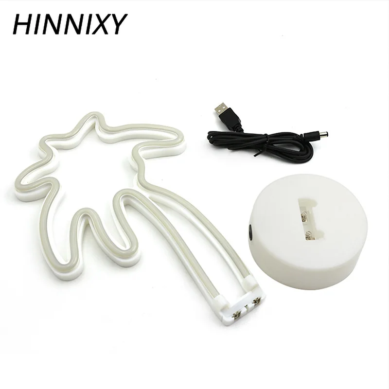 Hinnixy неоновая Светодиодная лампа с USB декором ночная светло зеленая Кокосовая