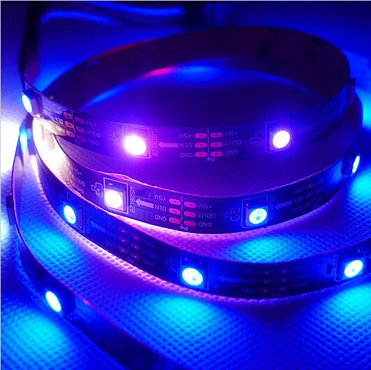 1 м/4 м/5 м WS2812B Смарт RGB светодиодный пиксель полосы черный/белый PCB 30/60/144 светодиодный s/m IC светодиодный пикселей Водонепроницаемый IP67/IP20 DC5V RGB светодиодные ленты