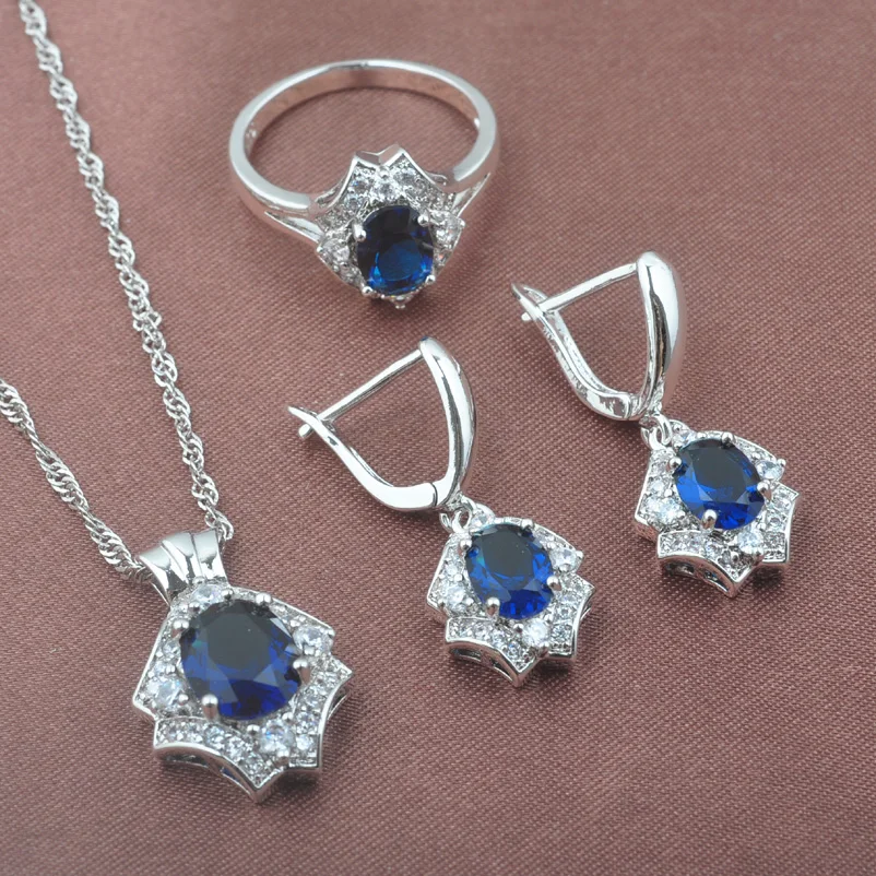 Серебряный набор украшений на платформе Natura Blue Zircon свадебные ювелирные