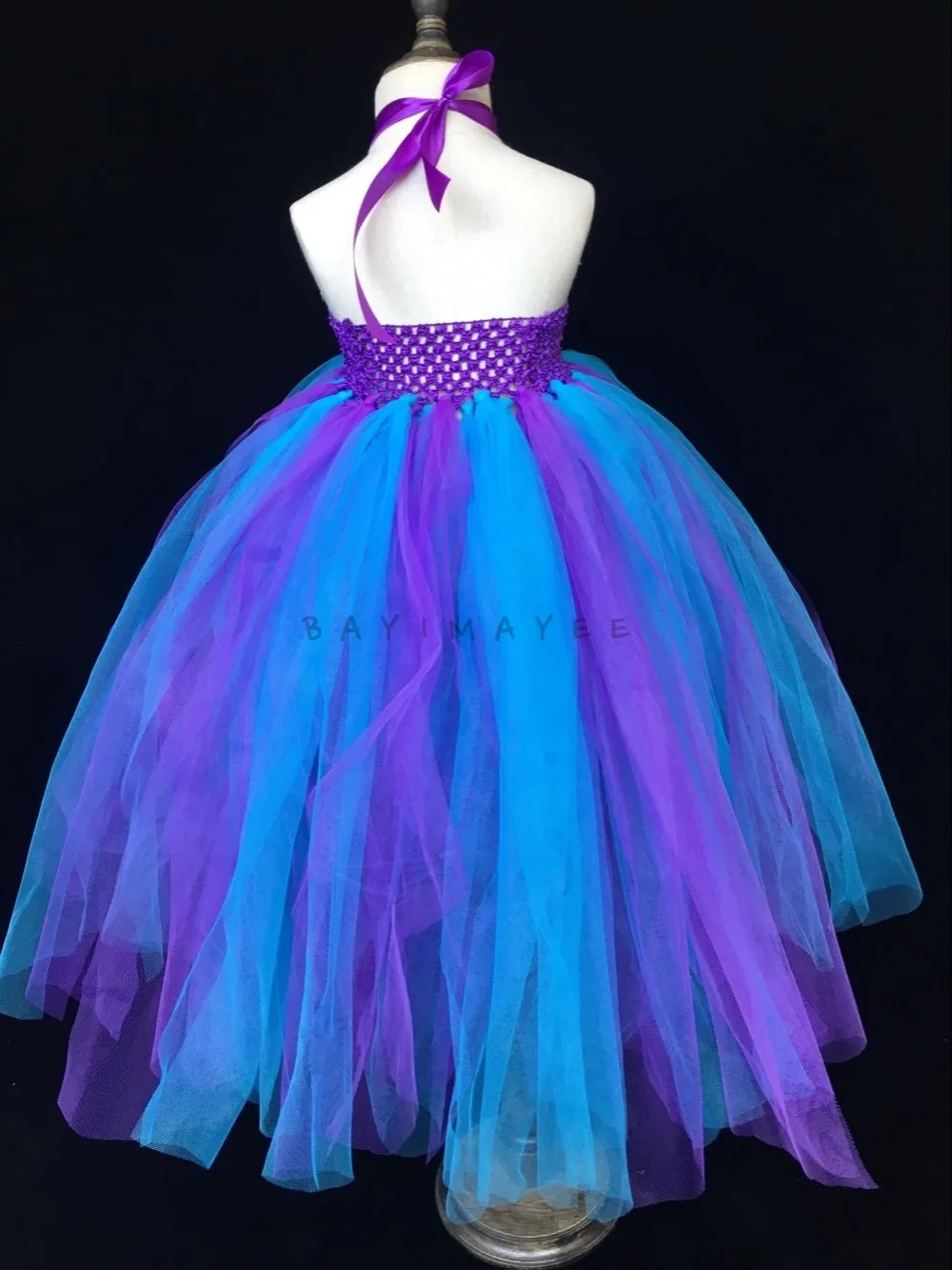 Разноцветное платье-пачка для девочек детское пушистое вязаное Тюлевое платье