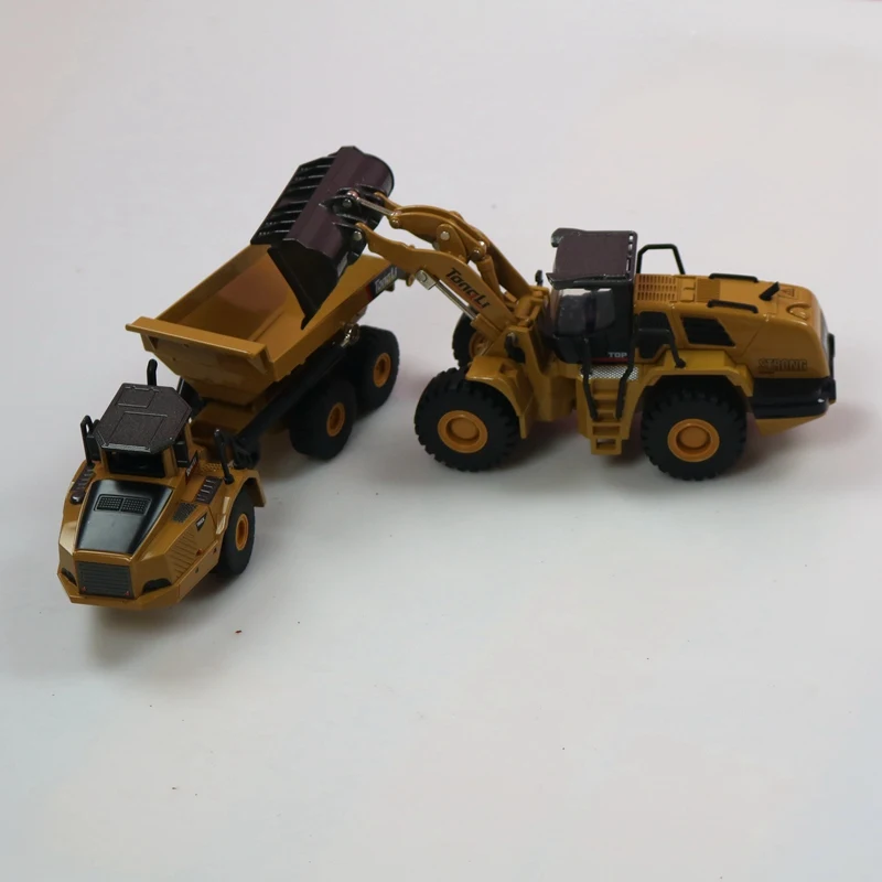 Loader and truck HUINA 1:50 Самосвал экскаватор колесный погрузчик литая металлическая модель строительная машина игрушки для мальчиков подарок на день рождения коллекция автомобилей - Цвет: Loader and truck