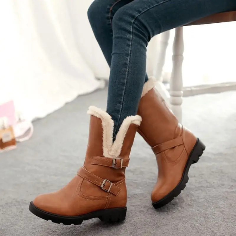 Haoshen &amp Girl/женские зимние ботинки Botas Mujer женские теплые до середины икры с