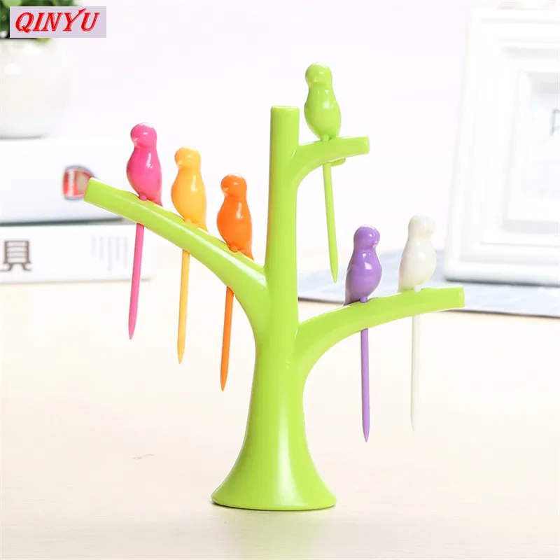 Креативные кухонные принадлежности дерево из шести птиц зеленая веточка