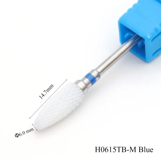 H0615TB-M Blue 10 Тип мельница Керамика ногтей сверла для электрических маникюрные машинки пламени вращающийся Бур фреза средства по уходу за ногтями TR811 - Цвет: H0615TB-M Blue