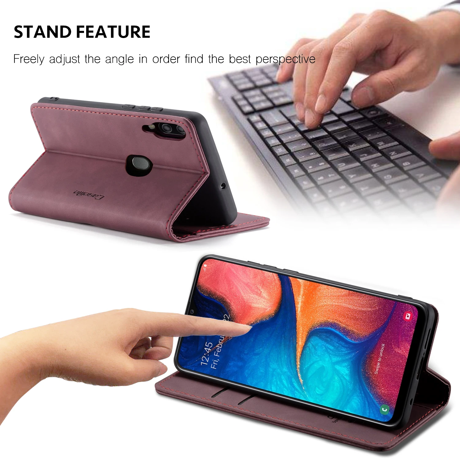 Кожаный чехол CaseMe для Samsung Galaxy A70 A50 A40 A30 A20 M10 M20 Магнитный Флип кошелек с держателем