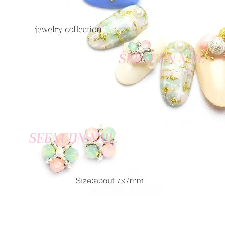 Новое поступление 20 шт. 3D Подвески из сплава для дизайна ногтей с опалом розовые